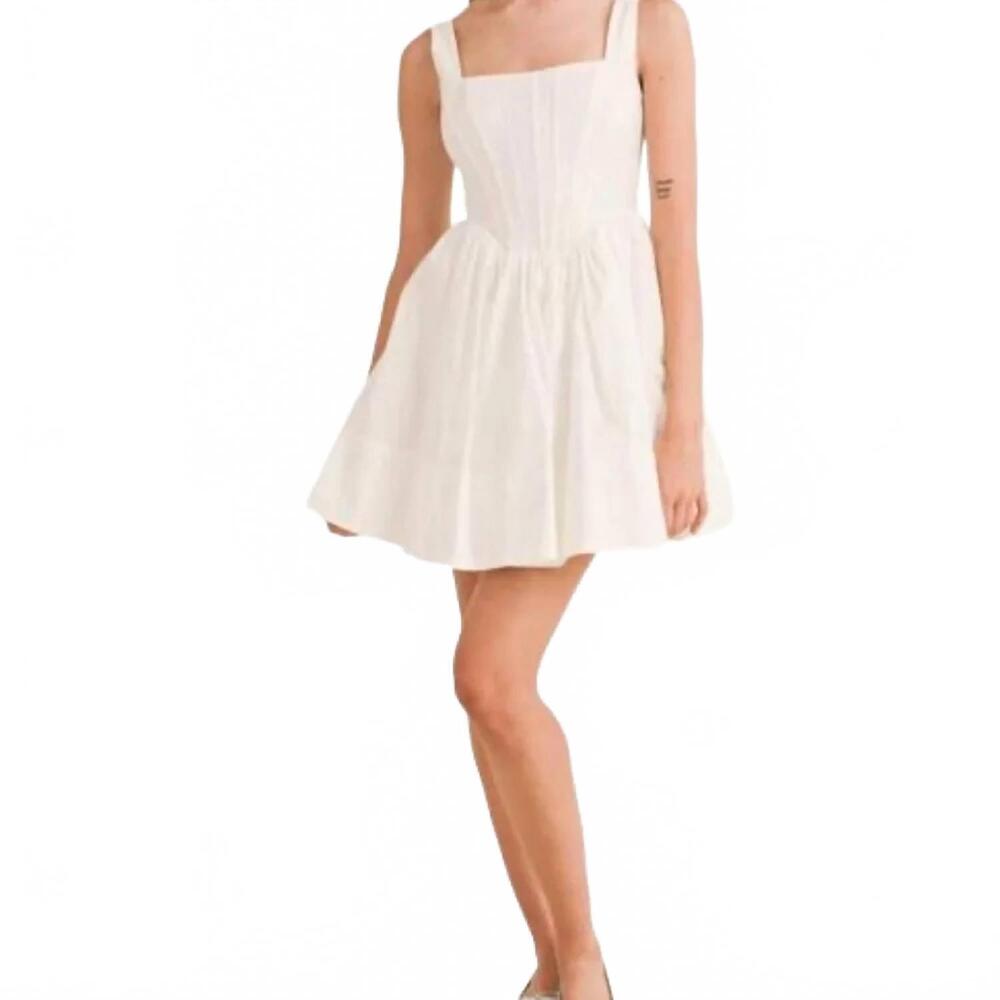 NEW RESET BY JANE corset pocket dress in white